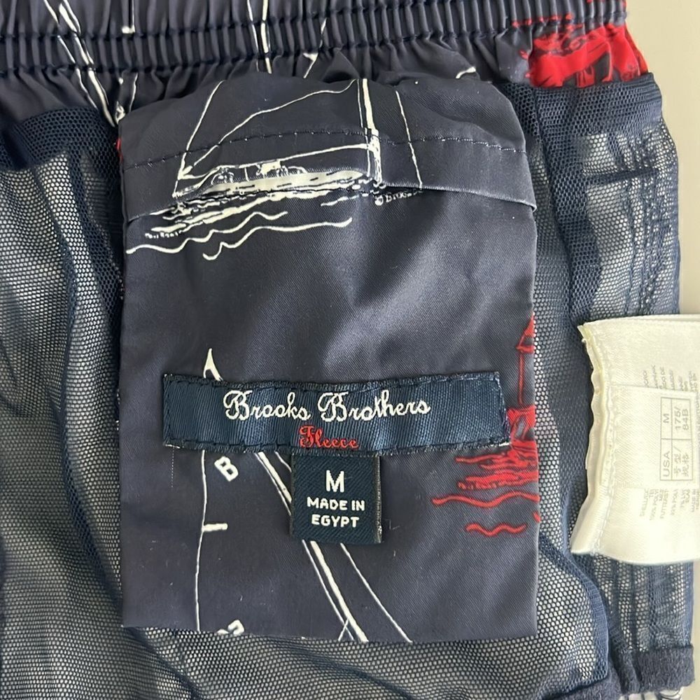Brooks Brothers Boys Sailboat Print Swim Trunks Size M - Picture 5 of 7